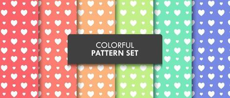 Colorful Heart Pattern Background Collection Vector Illustration