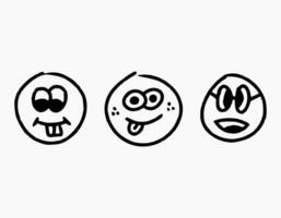 dibujado a mano de extraño emoticon con negro. creativo ilustracion ese adecuado para pegatina y cubrir libro o nota. aislado en blanco fondo, extraño vector