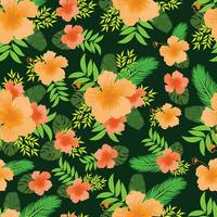 Tropical seamless pattern with leaves vector background