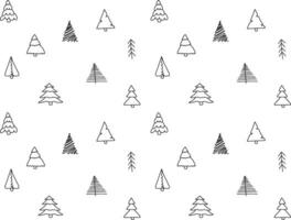 Hand drawn Christmas trees pattern. Seamless doodle vector illustration for wallpaper, textiles, wrapping