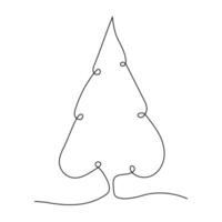 Christmas tree Continuous one line art drawing. Drawing with one black line. Continuous line style drawingVector illustration vector