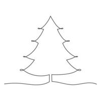 Christmas tree Continuous one line art drawing. Drawing with one black line. Continuous line style drawingVector illustration vector