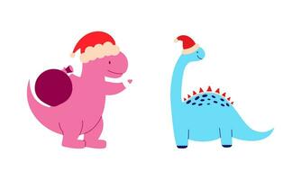 Christmas dinosaur cute design vector set