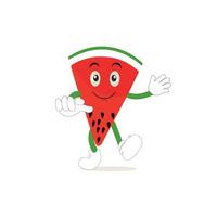 Watermelon cartoon, fresh fruit vector illustration, with different faces and expressions. Comic watermelons vector