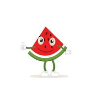 Watermelon cartoon, fresh fruit vector illustration, with different faces and expressions. Comic watermelons vector