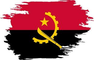 Painted with brush flag Angola. Grunge flag Angola. Watercolor drawing national flag Angola. Independence Day. Banner, poster template. National flag Angola with coat arms. vector