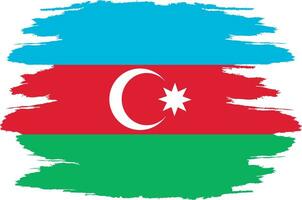 Damaged flag Azerbaijan. Azerbaijan flag with grunge texture. Independence Day. Banner, poster template. National flag Azerbaijan with coat arms. State flag Azerbaijan is drawn in ink. vector