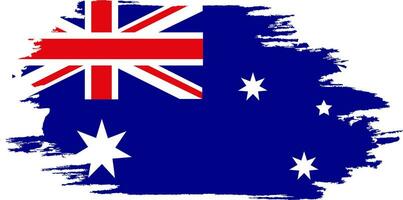 Damaged flag Australia. Australia flag with grunge texture. Independence Day. Banner, poster template. National flag Australia with coat arms. State flag Australia is drawn in ink. vector