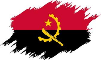 Distressed flag Angola. Angola flag with grunge texture. Independence Day. Banner, poster template. State flag Angola with coat arms. Drawn brush flag Republic Angola vector