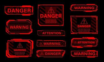 Red cyber dangerous banner elements on black design ultramodern futuristic vector