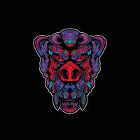 neon color monkey face artwork illustration vector