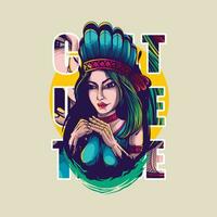tribe woman indian culture artwork illustration vector