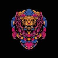 búho cráneo y Tigre obra de arte ilustración vector