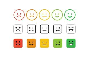 Set of smile icon with emotion rating faces from sad to happy vector