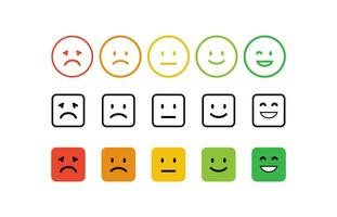 conjunto de sonrisa icono con emoción clasificación caras desde triste a contento vector