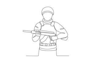 A soldier holding a gun vector