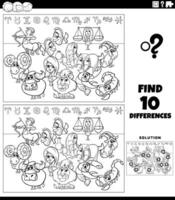 differences games with cartoon zodiac signs coloring page vector