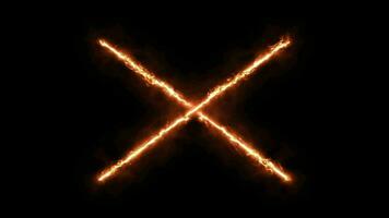 Fire effect X Cross animation. repetition of burning fire effect. video