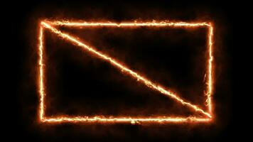 Fire effect frame animation. repetition of burning fire effect. Flame rectangle border blazing video