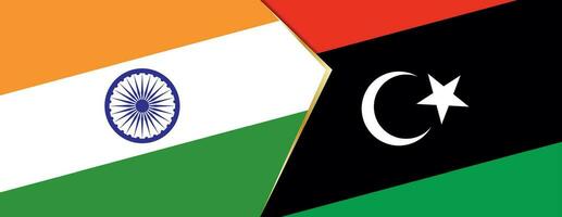 India and Libya flags, two vector flags.