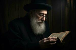 Jewish man reading book. Generate Ai photo