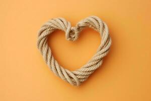 Heart made rope. Generate Ai photo