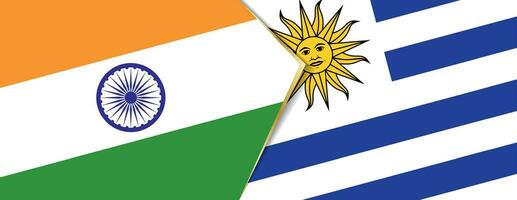India and Uruguay flags, two vector flags.