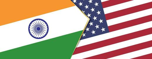 India and United States flags, two vector flags.