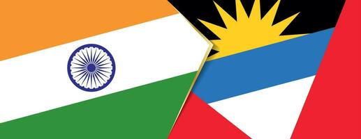 India and Antigua and Barbuda flags, two vector flags.