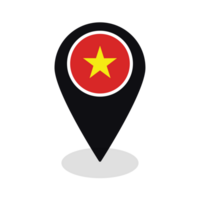 drapeau de vietnam drapeau sur carte localiser icône isolé noir Couleur png