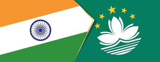 India and Macau flags, two vector flags.