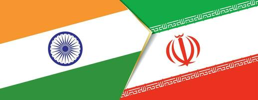 India and Iran flags, two vector flags.