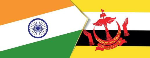 India y Brunei banderas, dos vector banderas