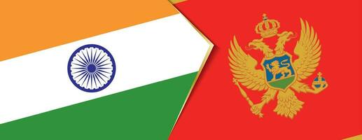 India and Montenegro flags, two vector flags.