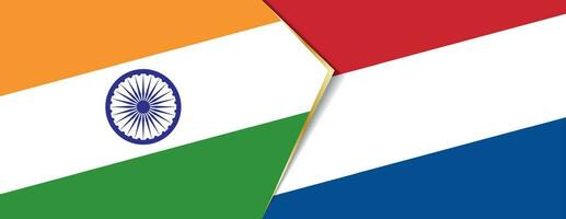 India and Netherlands flags, two vector flags.