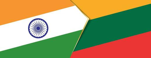 India y Lituania banderas, dos vector banderas
