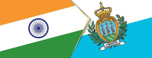India and San Marino flags, two vector flags.