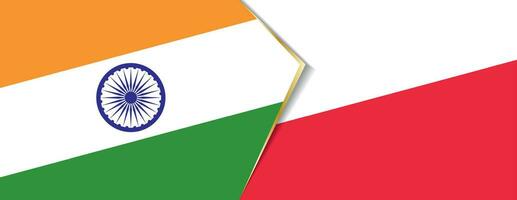 India and Poland flags, two vector flags.