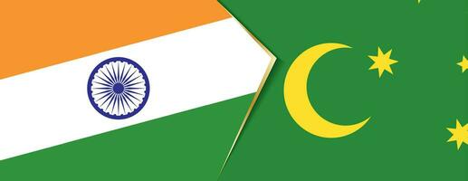 India and Cocos Islands flags, two vector flags.