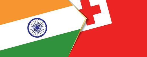 India and Tonga flags, two vector flags.