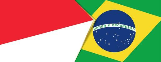 Indonesia and Brazil flags, two vector flags.