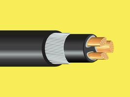 The wires have a golden metallic appearance. Close-up of wire vector on yellow background.