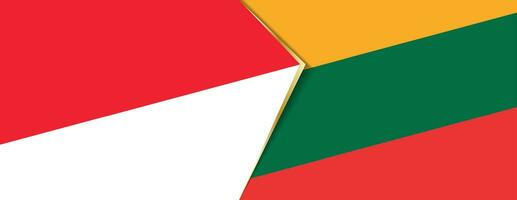 Indonesia and Lithuania flags, two vector flags.