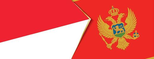 Indonesia and Montenegro flags, two vector flags.