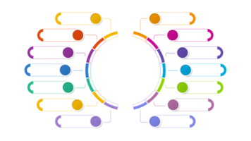 infográfico com 14 etapas, processos ou opções. png