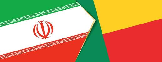 Iran and Benin flags, two vector flags.