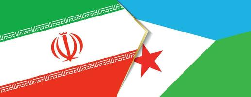 Iran and Djibouti flags, two vector flags.