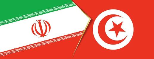 Iran and Tunisia flags, two vector flags.