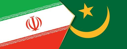 Iran and Mauritania flags, two vector flags.