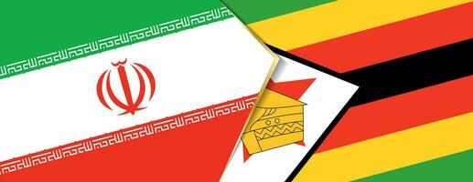 Iran and Zimbabwe flags, two vector flags.